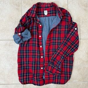 GapKids Cotton Plaid Button-Down Shirt
Size: Large (10)
Color: Red
